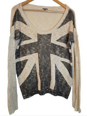 Union Jack Graphic Knit Sweater 🇬🇧 | Slouchy Y2K Vibe | Size Large